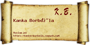 Kanka Borbála névjegykártya